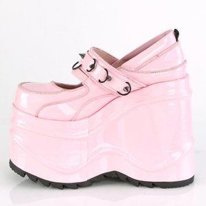 Goth Platform Studded Mary Janes Wedge Shoes